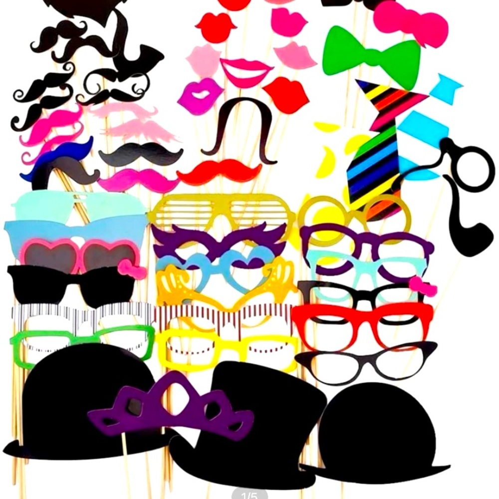 NWT New in bag 58 piece party props so cute for any party & photo booths!